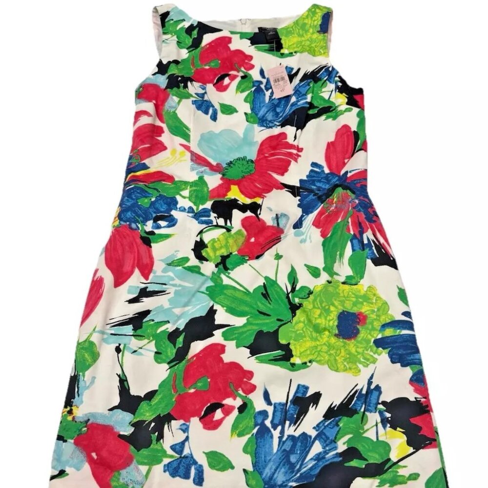 New With Tags ANN TAYLOR Colorful Floral Sleeveless Sheath size Petite 4